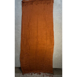 Womens Brown Lightweight Tassel Shawl Scarf Semi Sheer Knit 29x70